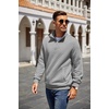image:imageCOOFANDY Mens Quarter Zip Pullover Sweatshirt Casual Mock Neck Sweater 2026Light Grey