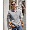 image:imageCOOFANDY Mens Quarter Zip Pullover Sweatshirt Casual Mock Neck Sweater 2026Light Grey