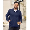 image:imageCOOFANDY Mens Quarter Zip Pullover Sweatshirt Casual Mock Neck Sweater 2026Navy Blue