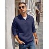 image:imageCOOFANDY Mens Quarter Zip Pullover Sweatshirt Casual Mock Neck Sweater 2026Navy Blue