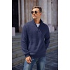 image:imageCOOFANDY Mens Quarter Zip Pullover Sweatshirt Casual Mock Neck Sweater 2026Navy Blue