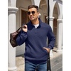 image:imageCOOFANDY Mens Quarter Zip Pullover Sweatshirt Casual Mock Neck Sweater 2026Navy Blue