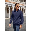 image:imageCOOFANDY Mens Quarter Zip Pullover Sweatshirt Casual Mock Neck Sweater 2026Navy Blue
