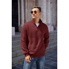 image:imageCOOFANDY Mens Quarter Zip Pullover Sweatshirt Casual Mock Neck Sweater 2026Red