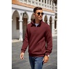 image:imageCOOFANDY Mens Quarter Zip Pullover Sweatshirt Casual Mock Neck Sweater 2026Red