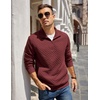 image:imageCOOFANDY Mens Quarter Zip Pullover Sweatshirt Casual Mock Neck Sweater 2026Red