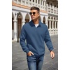 image:imageCOOFANDY Mens Quarter Zip Pullover Sweatshirt Casual Mock Neck Sweater 2026Slate Blue