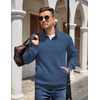 image:imageCOOFANDY Mens Quarter Zip Pullover Sweatshirt Casual Mock Neck Sweater 2026Slate Blue