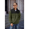 image:imageCOOFANDY Mens Quarter Zip Pullover Sweatshirt Casual Mock Neck Sweater 2026Zcolor Block Army GreenBlack