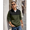image:imageCOOFANDY Mens Quarter Zip Pullover Sweatshirt Casual Mock Neck Sweater 2026Zcolor Block Army GreenBlack