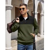 image:imageCOOFANDY Mens Quarter Zip Pullover Sweatshirt Casual Mock Neck Sweater 2026Zcolor Block Army GreenBlack