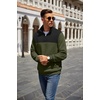 image:imageCOOFANDY Mens Quarter Zip Pullover Sweatshirt Casual Mock Neck Sweater 2026Zcolor Block Army GreenBlack