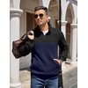 image:imageCOOFANDY Mens Quarter Zip Pullover Sweatshirt Casual Mock Neck Sweater 2026Zcolor Block NavyBlack