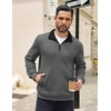 image:imageCOOFANDY Mens Quarter Zip Pullover Sweatshirt Casual Mock Neck Sweater 2026Zcontrast GrayBlack