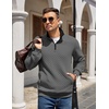 image:imageCOOFANDY Mens Quarter Zip Pullover Sweatshirt Casual Mock Neck Sweater 2026Zcontrast GrayBlack