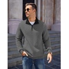 image:imageCOOFANDY Mens Quarter Zip Pullover Sweatshirt Casual Mock Neck Sweater 2026Zcontrast GrayBlack