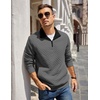 image:imageCOOFANDY Mens Quarter Zip Pullover Sweatshirt Casual Mock Neck Sweater 2026Zcontrast GrayBlack