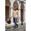 image:imageCOOFANDY Mens Quarter Zip Pullover Sweatshirt Casual Mock Neck Sweater 2026Zcontrast KhakiBlack