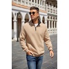 image:imageCOOFANDY Mens Quarter Zip Pullover Sweatshirt Casual Mock Neck Sweater 2026Zcontrast KhakiBlack