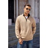 image:imageCOOFANDY Mens Quarter Zip Pullover Sweatshirt Casual Mock Neck Sweater 2026Zcontrast KhakiBlack