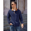 image:imageCOOFANDY Mens Quarter Zip Pullover Sweatshirt Casual Mock Neck Sweater 2026Zcontrast NavyBrown