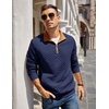image:imageCOOFANDY Mens Quarter Zip Pullover Sweatshirt Casual Mock Neck Sweater 2026Zcontrast NavyBrown