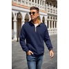 image:imageCOOFANDY Mens Quarter Zip Pullover Sweatshirt Casual Mock Neck Sweater 2026Zcontrast NavyBrown