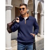 image:imageCOOFANDY Mens Quarter Zip Pullover Sweatshirt Casual Mock Neck Sweater 2026Zcontrast NavyBrown