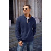 image:imageCOOFANDY Mens Quarter Zip Pullover Sweatshirt Casual Mock Neck Sweater 2026Zcontrast NavyBrown