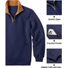 image:imageCOOFANDY Mens Quarter Zip Pullover Sweatshirt Casual Mock Neck Sweater 2026Zcontrast NavyBrown