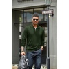 image:imageCOOFANDY Mens Soft Quarter Zip Pullover Mock Neck Corduroy SweatshirtArmy Green