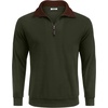 image:imageCOOFANDY Mens Soft Quarter Zip Pullover Mock Neck Corduroy SweatshirtArmy Green With Brown Collar