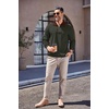image:imageCOOFANDY Mens Soft Quarter Zip Pullover Mock Neck Corduroy SweatshirtArmy Green With Brown Collar