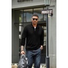 image:imageCOOFANDY Mens Soft Quarter Zip Pullover Mock Neck Corduroy SweatshirtBlack