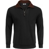 image:imageCOOFANDY Mens Soft Quarter Zip Pullover Mock Neck Corduroy SweatshirtBlack With Brown Collar