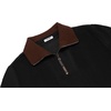 image:imageCOOFANDY Mens Soft Quarter Zip Pullover Mock Neck Corduroy SweatshirtBlack With Brown Collar
