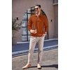 image:imageCOOFANDY Mens Soft Quarter Zip Pullover Mock Neck Corduroy SweatshirtCaramel Brown