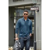 image:imageCOOFANDY Mens Soft Quarter Zip Pullover Mock Neck Corduroy SweatshirtDark Blue