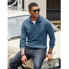 image:imageCOOFANDY Mens Soft Quarter Zip Pullover Mock Neck Corduroy SweatshirtDark Blue