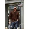 image:imageCOOFANDY Mens Soft Quarter Zip Pullover Mock Neck Corduroy SweatshirtDark Brown