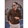 image:imageCOOFANDY Mens Soft Quarter Zip Pullover Mock Neck Corduroy SweatshirtDark Brown
