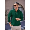 image:imageCOOFANDY Mens Soft Quarter Zip Pullover Mock Neck Corduroy SweatshirtDark Green
