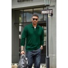image:imageCOOFANDY Mens Soft Quarter Zip Pullover Mock Neck Corduroy SweatshirtDark Green