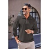 image:imageCOOFANDY Mens Soft Quarter Zip Pullover Mock Neck Corduroy SweatshirtDark Grey