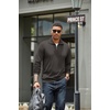image:imageCOOFANDY Mens Soft Quarter Zip Pullover Mock Neck Corduroy SweatshirtDark Grey