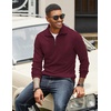 image:imageCOOFANDY Mens Soft Quarter Zip Pullover Mock Neck Corduroy SweatshirtDark Red