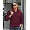 image:imageCOOFANDY Mens Soft Quarter Zip Pullover Mock Neck Corduroy SweatshirtDark Red