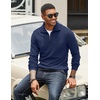 image:imageCOOFANDY Mens Soft Quarter Zip Pullover Mock Neck Corduroy SweatshirtDeep Blue