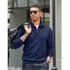 image:imageCOOFANDY Mens Soft Quarter Zip Pullover Mock Neck Corduroy SweatshirtDeep Blue