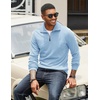 image:imageCOOFANDY Mens Soft Quarter Zip Pullover Mock Neck Corduroy SweatshirtDenim Blue